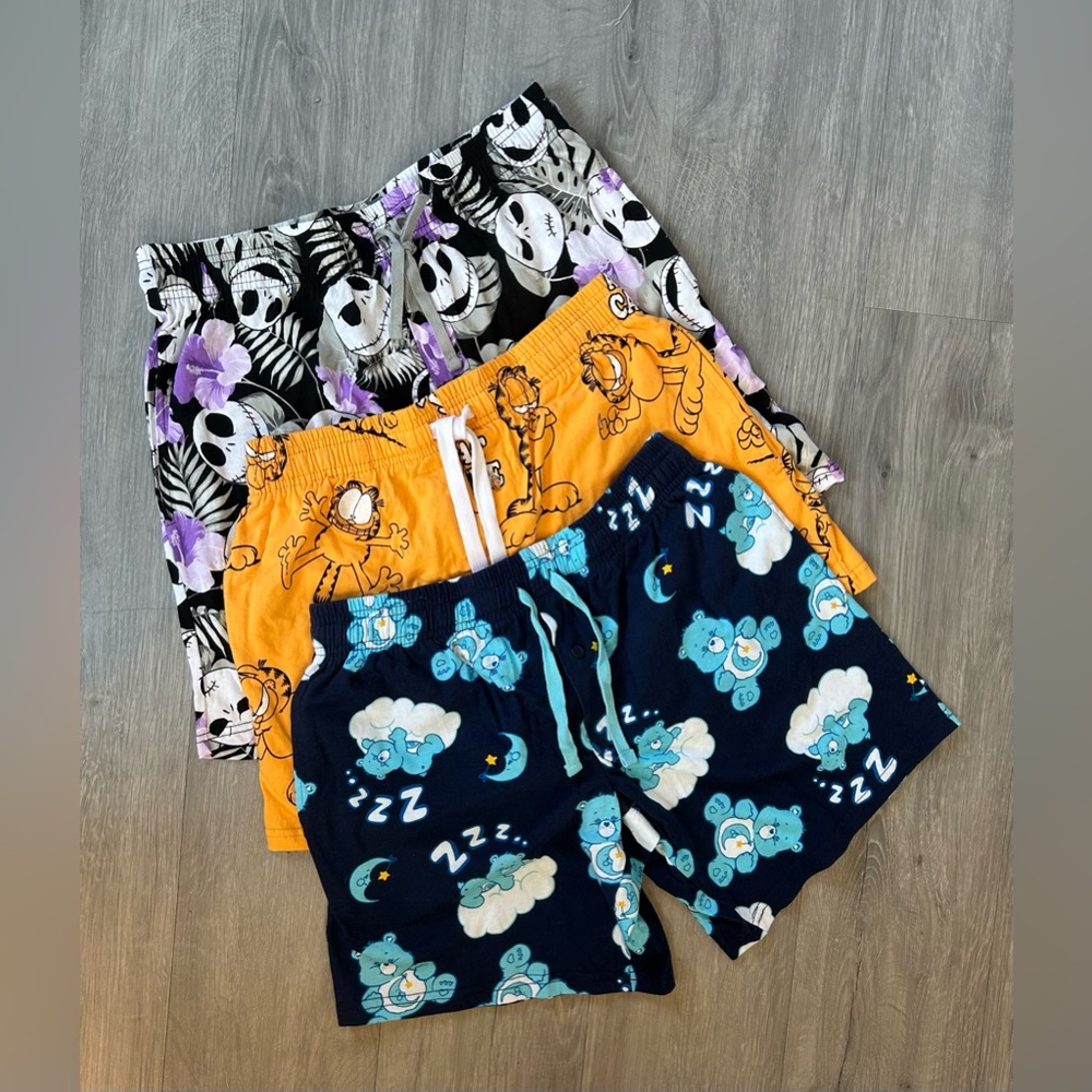 Care Bears Blue 3-pack Navy Light Blue Patterned Lounge Shorts NOWT